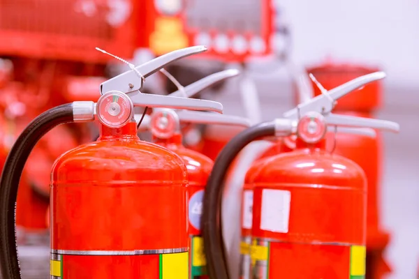 Serbatoio Rosso Dell Estintore Panoramica Potente Impianto Antincendio Industriale — Foto Stock