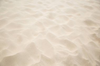Yaz arkaplanındaki kumsalda fotokopi alanı ve görünür kum dokusu var..