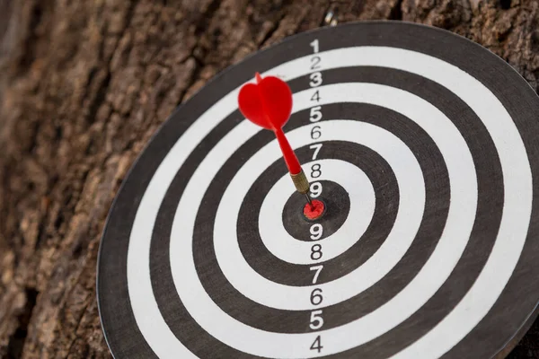 Red Dart Target Arrow Hitting Bullseye Target Marketing Business Success — Stock Photo, Image