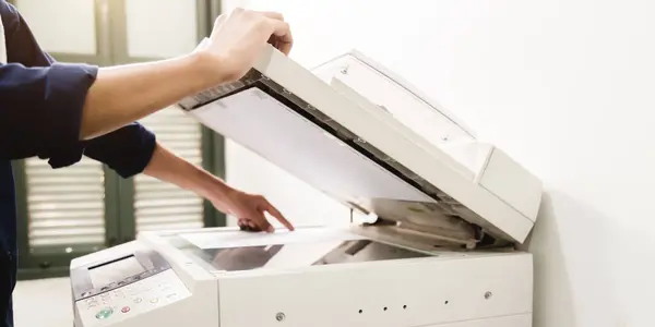 Business People Keypad Hand Panel Printer Printer Scanner Laser Copier — Stock Photo, Image