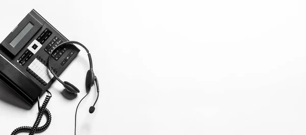 Headset Customer Support Equipment Call Center Ready Actively Service Communication — Stock Photo, Image