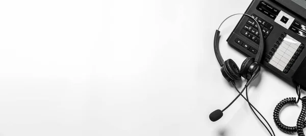 Headset Equipamento Suporte Cliente Call Center Pronto Para Serviço Ativo — Fotografia de Stock