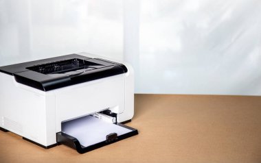 Printer, copier, scanner in office. Workplace ,photocopier machine for scanning document printing a sheet paper and xerox photocopy.