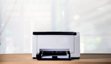 Printer, copier, scanner in office. Workplace ,photocopier machine for scanning document printing a sheet paper and xerox photocopy.