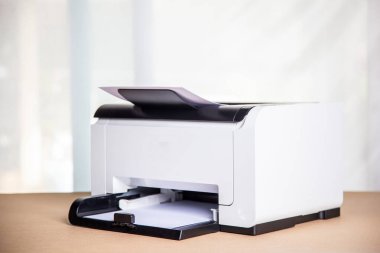 Printer, copier, scanner in office. Workplace ,photocopier machine for scanning document printing a sheet paper and xerox photocopy.