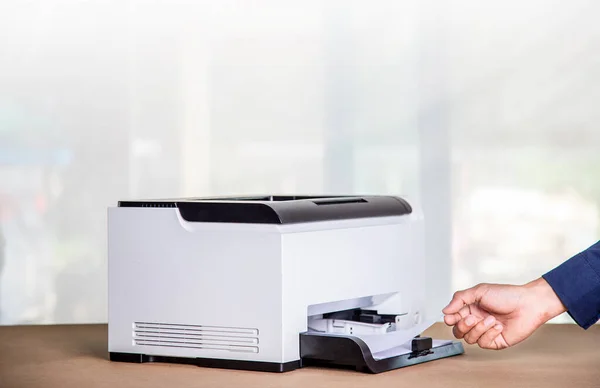 Printer Copier Scanner Office Workplace Photocopier Machine Scanning Document Printing — Foto de Stock