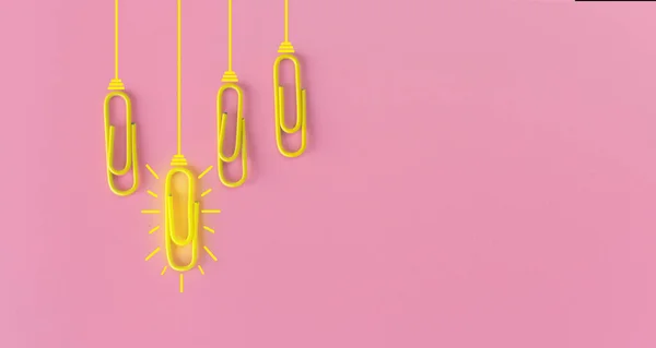 Tolles Ideenkonzept Mit Büroklammer Denken Kreativität Glühbirne Auf Blauem Hintergrund — Stockfoto