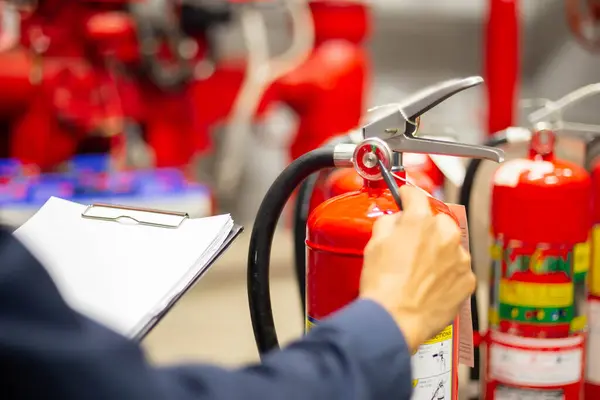 Engineer Checking Industrial Fire Control System Fire Alarm Controller Fire — Stock Photo, Image