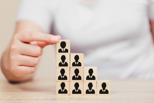 Hand business human resource, recruitment employee and Talent management with Successful business team leader concept