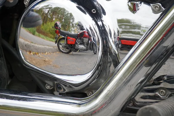 Uitrustingsstukken Voor Motorrijders Motorrijwielen Motorrijwielen Wielen Tanks Vleugels Helmen — Stockfoto