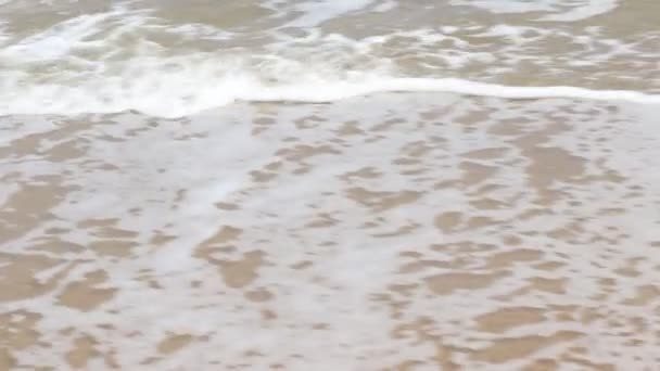 Margine Della Spiaggia Onda Del Mare Sua Schiuma Bianca Bella — Video Stock