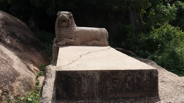 Tharamaraja Stone Throne Large Rectangular Lion Shaped Throne Carved Out Royalty Free Stock Images