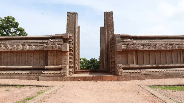 Den Oavslutade Vijayanagara Perioden Anses Vackra Skulpturer Väggarna Templet Och — Stockfoto