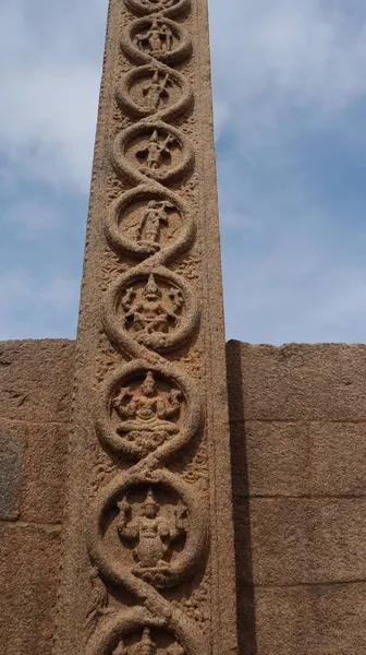 Acredita Que Torre Real Remonta Período Vijayanagara Sua Escultura Parede — Fotografia de Stock