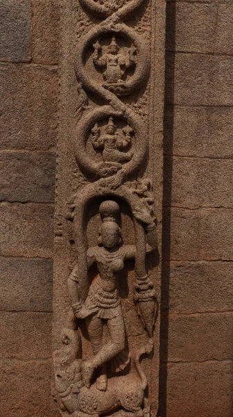 Cree Que Torre Real Data Del Período Vijayanagara Escultura Pared — Foto de Stock
