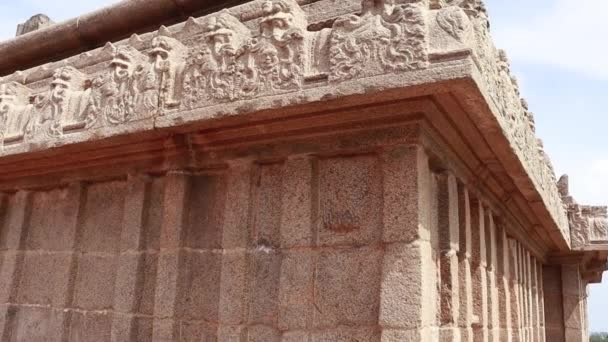 Oude Indiaanse Oorsprong Van Een Oude Hand Gesneden Stenen Tempel — Stockvideo