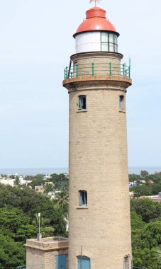Mahabalipuram deniz feneri ve mavi gökyüzü. Doğal arkaplan