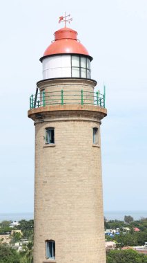 Mahabalipuram deniz feneri ve mavi gökyüzü. Doğal arkaplan