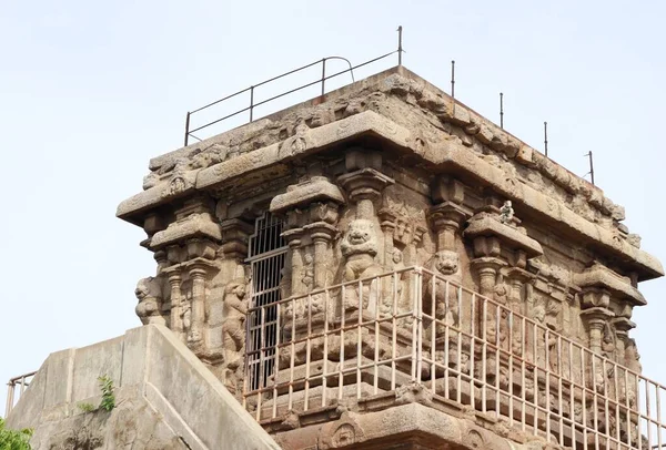 Mahabalipuram Olakkanneshvara Temple Stone Snidade Avgudar Väggen Bergväggen Ligger Bakgrunden — Stockfoto