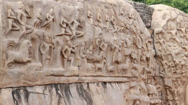 Der Abstieg Des Ganges Auch Bekannt Als Arjunas Buße Mahabalipuram — Stockfoto