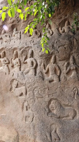 Descenso Del Ganges También Conocido Como Penitencia Arjuna Mahabalipuram Uno —  Fotos de Stock