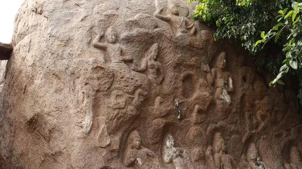 Κάθοδος Του Γάγγη Επίσης Γνωστή Μετάνοια Arjuna Στο Mahabalipuram Είναι — Φωτογραφία Αρχείου