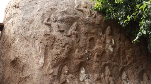 Der Abstieg Des Ganges Auch Bekannt Als Arjunas Buße Mahabalipuram — Stockfoto