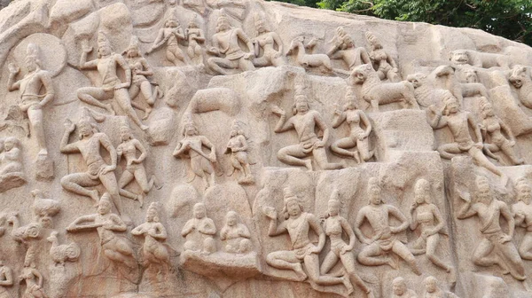 Der Abstieg Des Ganges Auch Bekannt Als Arjunas Buße Mahabalipuram — Stockfoto