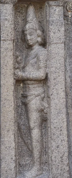Статуя Індуського Бога Вирізьбленого Каменю Камінь Розташований Задньому Плані — стокове фото