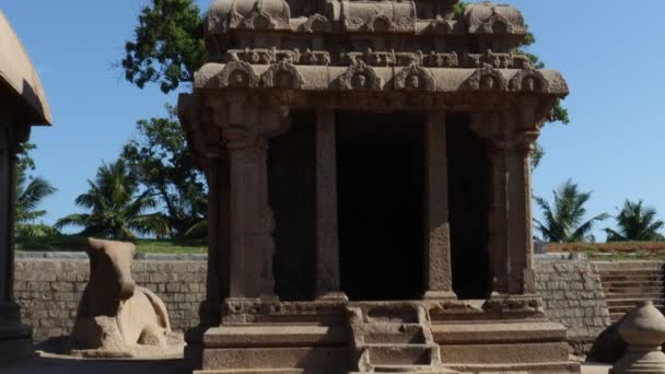 Group Monuments Generally Called Five Rathas Resemble Processional Chariots Temple — Stock Video