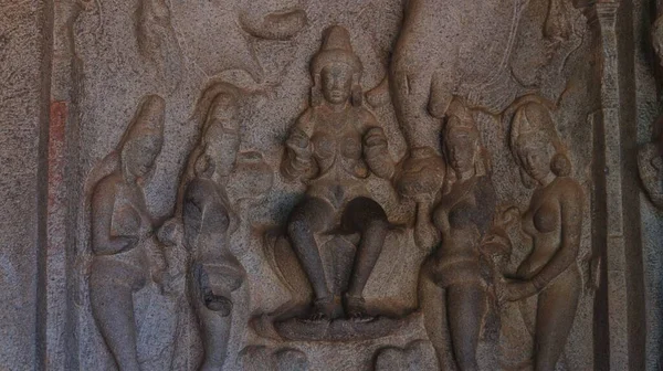 Temple Grotte Varaha Ancien Statues Sculptées Dans Roche Est Une — Photo