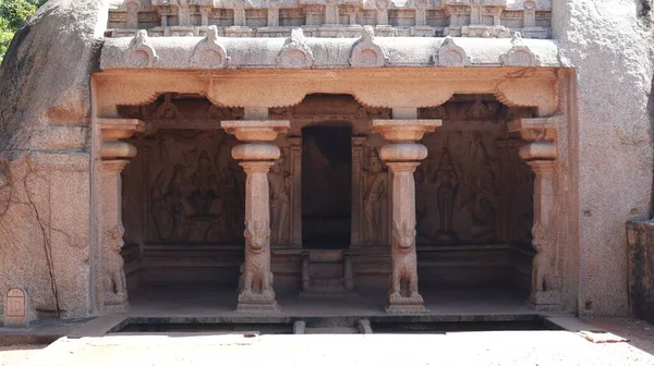 Varaha Cave Temple Ancient Statues Carved Rock One Features Several — Stockfoto