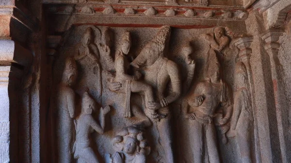Temple Grotte Varaha Ancien Statues Sculptées Dans Roche Est Une — Photo