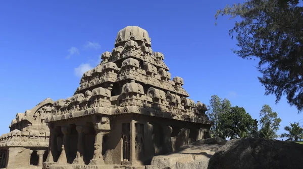 Questo Gruppo Monumenti Generalmente Chiamato Cinque Rathas Quanto Assomigliano Carri — Foto Stock