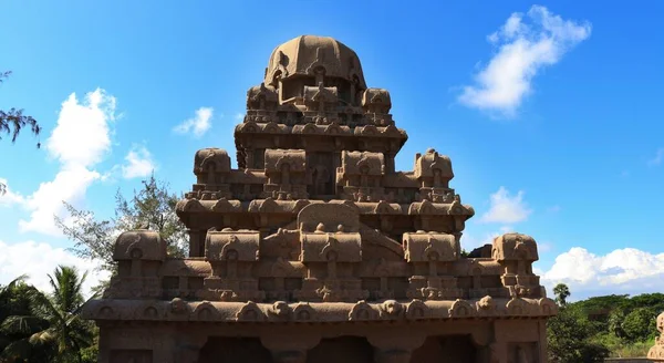 Пять Рат Напоминают Процессионные Колесницы Храма Статуи Вырезаны Скале Одна — стоковое фото