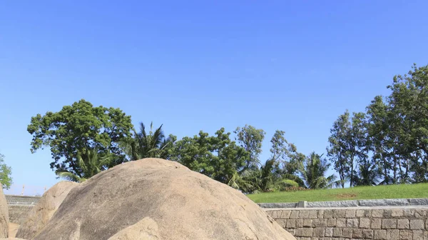 Güzel yeşil doğa manzarası. Mavi gökyüzü