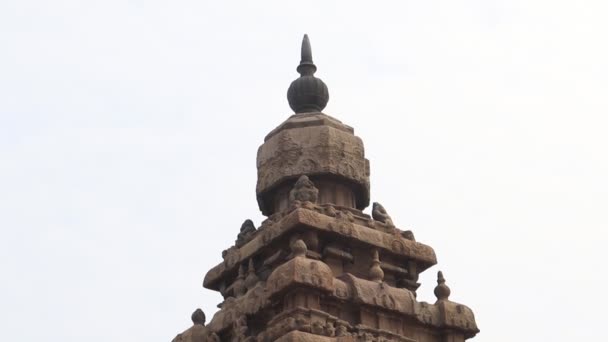 Stenen Tempel Een Strand Tempel Oude Stenen Gebeeldhouwd Van Boven — Stockvideo