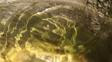 Bulanık su damlacıkları. Saf su. Suyun arka planında