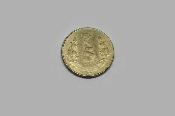 Индийская Валюта Пять Рупий Монета Индийская Валюта Деньги Старые Монеты — стоковое фото