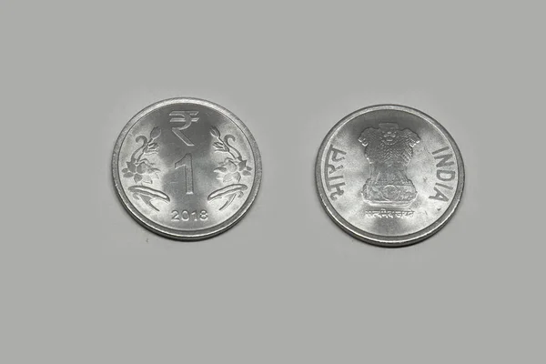 Moneta Indiana Una Rupie Moneta Argento Valuta Indiana Denaro Una — Foto Stock