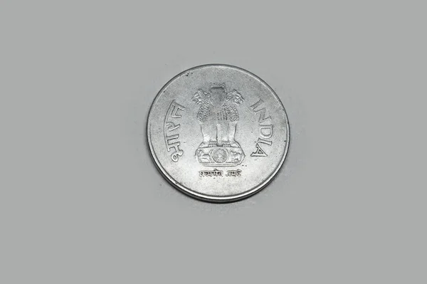 Indian Currency One Rupees Silver Coin Indian Currency Money One — Stock Photo, Image