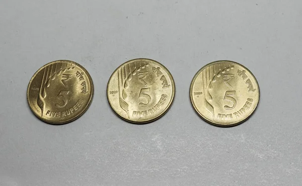 Oude Vijf Roepies Munt Indiase Munt Geld Vijf Roepies Munt — Stockfoto