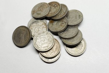 Hint parası 5 rupi, Hint parası, para, eski 5 rupi.
