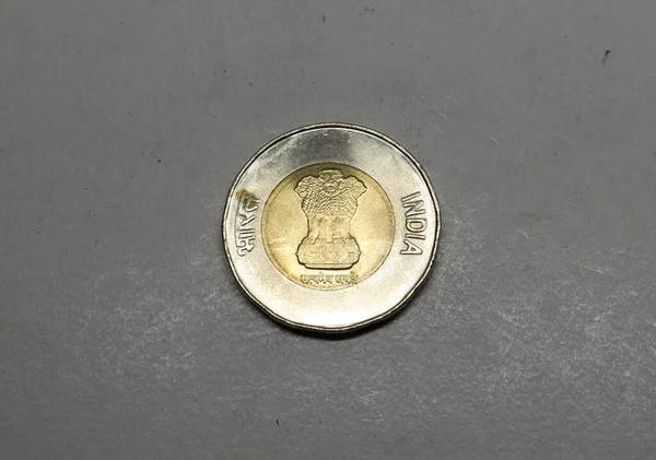 Индийская Валюта Двадцать Рупий Золота Монета Индийская Валюта Деньги — стоковое фото