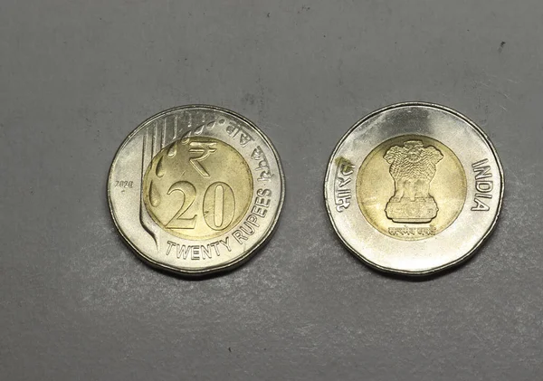 インド通貨20ルピー金コイン インド通貨 — ストック写真