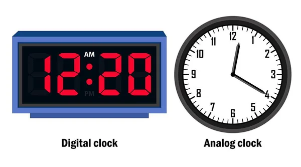 数字时钟和模拟时钟时间02 — 图库矢量图片