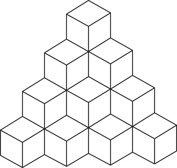 Vector Cube Outline White Background — стоковый вектор