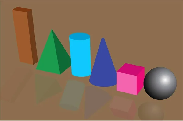 Illustration Shapes Cube Cylinder Cone Sphere Etc — стоковый вектор