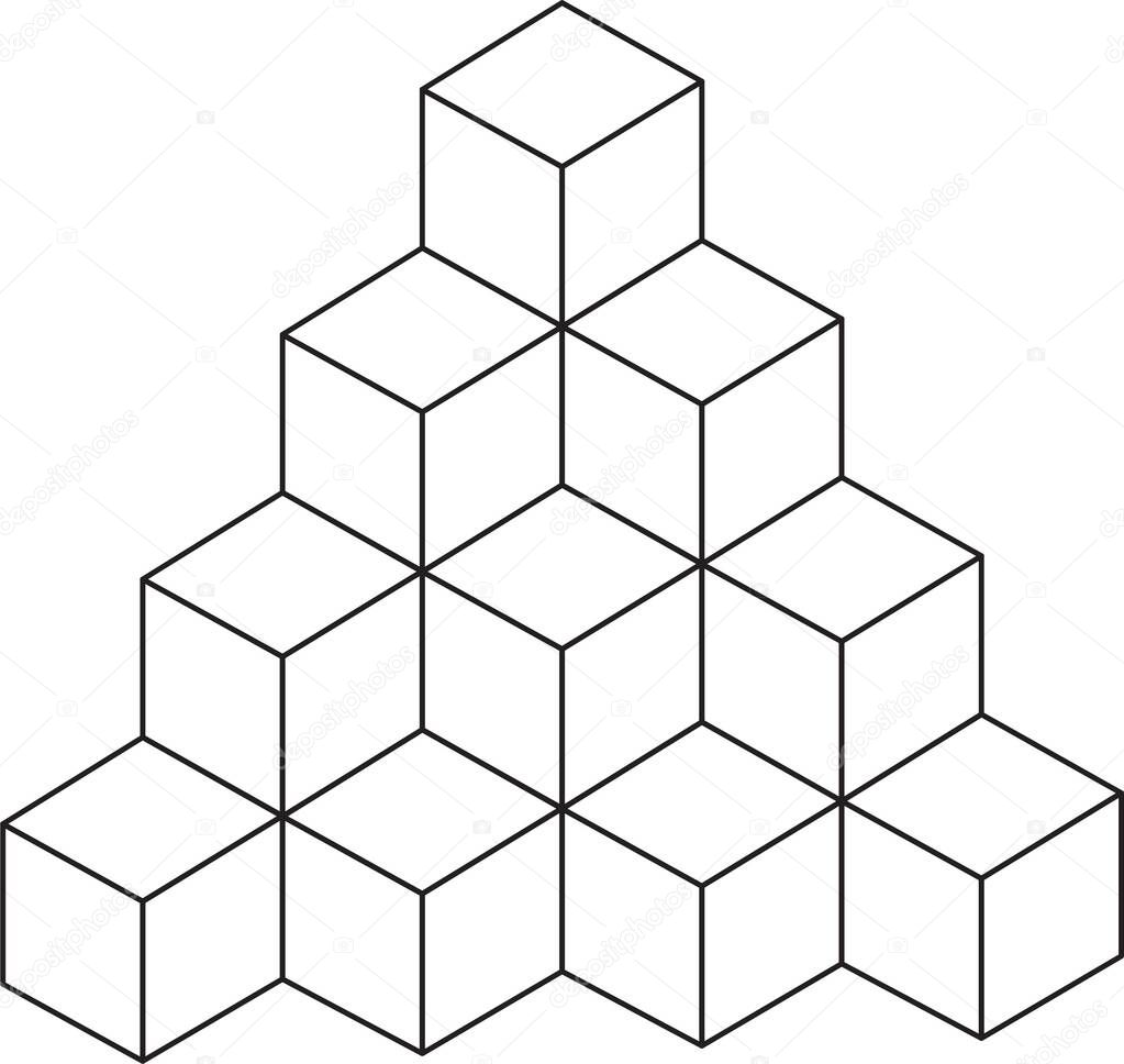 vector Cube outline. with white background