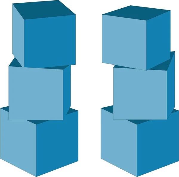Conjunto Caixas Papelão Cor Azul Com Fundo Branco —  Vetores de Stock